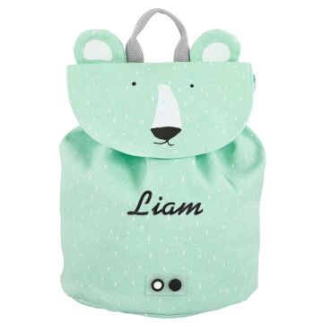 Rucksack Mini Trixie, Personalisiertes Geschenk mit gesticktem Kindernamen, Eisbär