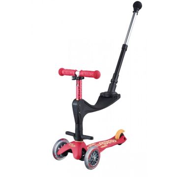 Scooter mit Push Bar Mini Micro 3in1 Deluxe Plus, Ruby Red, Gratis Versand, Online Shop Schweiz