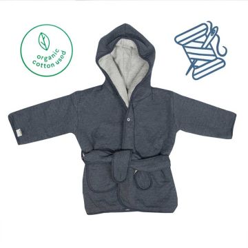 Kinder Bademantel Öko-Baumwolle dunkel blau Trixie