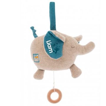 Musikdose Moulin Roty Personalisierte Spieluhr Plüsch Elefant,  Baby Geschenk für Mädchen