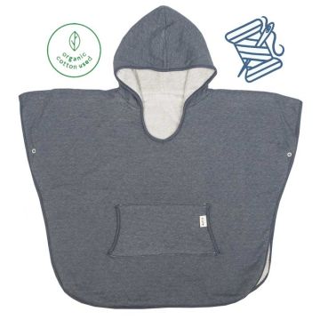 Öko-Baumwolle Kinder Poncho Geschenkidee personalisiert dunkel blau Trixie