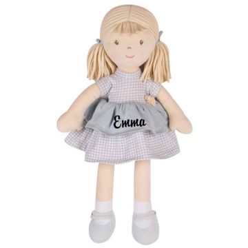 Große Soft-Puppe Neva von Tikiri 38 cm, Geschenk zu personalisieren mit Namen in Stickerei