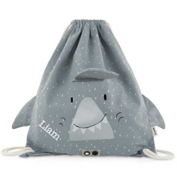 Turnbeutel Haifisch, mit Namen personalisieren Kind