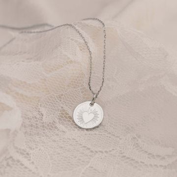 Taufkette flammendes Herz aus 925er Silber