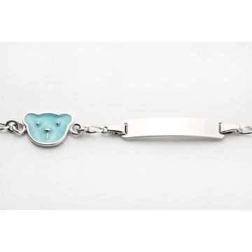 Baby Silber Armband Teddy blau
