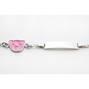 Baby Silber Armband Teddy rosa