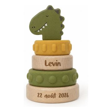 Stapelturm Holz und Silikon Mr. Dino mit Namen, Trixie