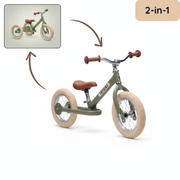 green metal trybike balance bike