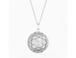 Silber Bola Ilado Blume des Lebens, Schwangerschafts-Geschenk, Klangkugel mit Silber Kette