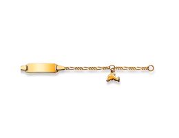Baby Armband Gold 375, 9 Karat, rechteckig mit Delphin