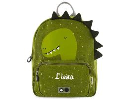Trixie Rucksack mit Vorname, Personalisiertes Geschenk mit gesticktem Namen, Dino,
