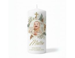 Taufkerze mit aufgedrucktem Foto