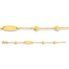 Kleeblatt Baby Armband Gold 750 Gravurplatte, Gratis Versand in die Schweiz