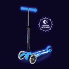 scooter mini micro scooter Led, glow in the dark, artic blue