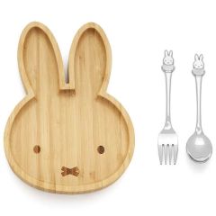 Miffy Bambusteller und Besteck mit Gravur, 
