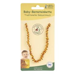 Bernsteinkette für Baby Baroque flach cognac, Grünspecht