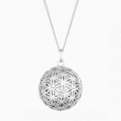 Silber Bola Ilado Blume des Lebens, Schwangerschafts-Geschenk, Klangkugel mit Silber Kette