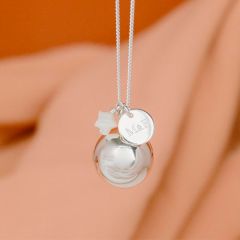 Silber Schwangerschaftskugeln (Bola) zu personalisieren Aismée, Initialen Eltern