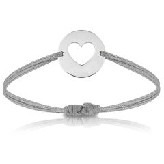 Mutter Armband, Geschenk mit Gravur, Graue Schnur, Silberherz, Aaina & Co, Gratis Versand