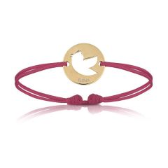 Baby Armband 18k Gelbgold vergoldet mit Vogel, rot, Armband zu personalisieren, Aaina & Co, Gratis Versand