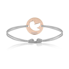 Baby Armband mit Vogel 18k Rotgold beschichtet, grau, Armband zu personalisieren, Aaina & Co, Gratis Versand