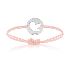 Baby Armband Silber mit Vogel, pink, Armband zu personalisieren, Aaina & Co