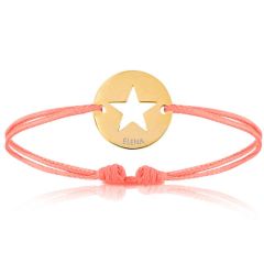 Baby-Schmuck für Jungen und Mädchen, Armband mit rosa Kordel und goldenem Stern, Aaina & Co.