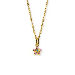 Blume Halskette mit Anhänger, Gold 375, Baby und Kinder Schmuck, Gratis Versand in die Schweiz