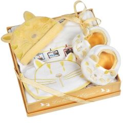 Geschenkset Baby Pyjama Katze Aprikose 3 Monate, Les Bébés d'Elizéa