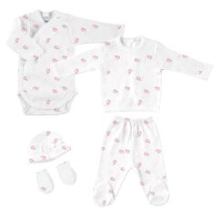 Geburtsgeschenk-Set Babidu, 5 Stück für Neugeborene, Elefant pink