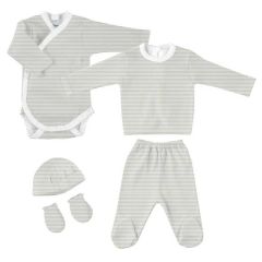 Geburtsgeschenk-Set Babidu, 5 Stück für Neugeborene, grau
