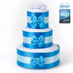 Windeltorte ökologischen Pingo Windeln (60x), kostenlose Lieferung in die Schweiz, Geschenk Geburt Junge, blau