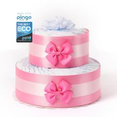 Windeltorte Punkte 40 ökologischen Pingo Windeln, Geschenk Geburt Mädchen, kostenlose Lieferung in die Schweiz, rosa