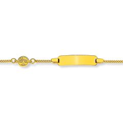 Baby Armband mit Lebensbaum Gold 375, Gravurplatte rechteckig, zu personnalisieren, Gratis Versand in die Schweiz