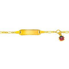 Baby Armband, Gravurplatte rechteckig lang mit Käfer Anhänger, Gold 750, Gratis Versand in die Schweiz