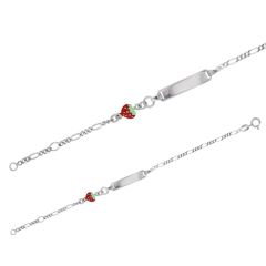 Rhodiniertes 925 Silberarmband für Mädchen, Benjamin & Suzette, Emaille-Design Erdbeere