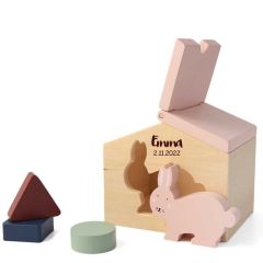 Haus Trixie Baby Holzspielzeug Hase rosa, Geschenk Personalisiertes Spielzeug