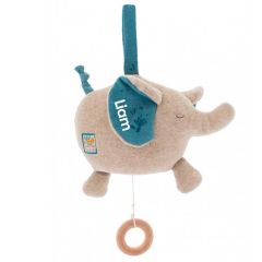 Musikdose Moulin Roty Personalisierte Spieluhr Plüsch Elefant,  Baby Geschenk für Mädchen