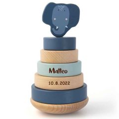 Trixie Baby Elefant Stapelturm, Geschenk Personalisiertes Holzspielzeug