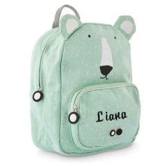 Trixie Rucksack mit Vorname, Personalisiertes Geschenk mit gesticktem Namen, Polar Bear,
