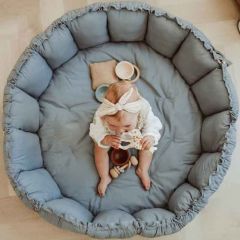 Spielmatte und Babynest Bloom von Play&Go, 3in1-Teppich, blau