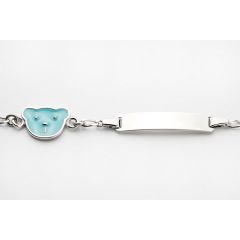 Baby Silber Armband Teddy blau