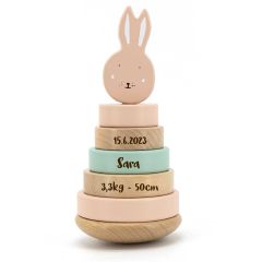 Trixie Baby Stapelturm Hase Rosa, Geschenk Personalisiertes Holzspielzeug