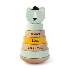 Trixie Baby Eisbär Stapelturm, Geschenk Personalisiertes Holzspielzeug