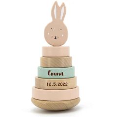 Trixie Baby Stapelturm Hase Rosa, Geschenk Personalisiertes Holzspielzeug