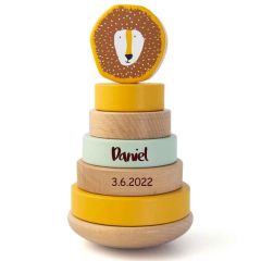 Trixie Baby Löwe Stapelturm, Geschenk Personalisiertes Holzspielzeug