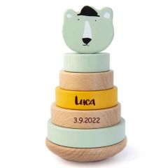 Trixie Baby Eisbär Stapelturm, Geschenk Personalisiertes Holzspielzeug