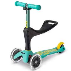 Scooter Mini Micro 3 in 1 Deluxe Eco Mint, Leuchtende Räder, Kostenlose Lieferung