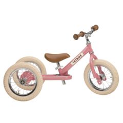 Dreirad Trybike Laufrad Mädchen Stahl 2-in-1 Vintage look, ab 15 Monate pink