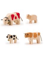 Bauernhoftiere Holz Trauffer, hochwertiges und langlebiges Spielzeug, Schweizer Qualität, 4er-Set